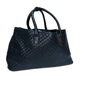 Lulu Dharma NEW black woven PVC faux leather bag purse botttega 17x9x6